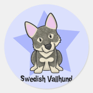 Sticker Rond Kawaii Star Swedish Vallhund