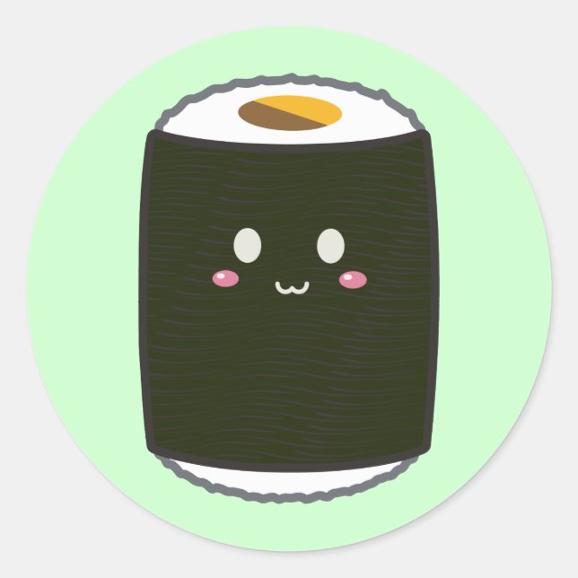 Sticker Rond Kawaii Sushi Roll (Devant)