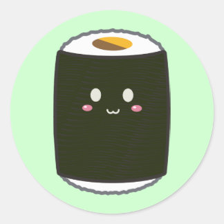 Sticker Rond Kawaii Sushi Roll