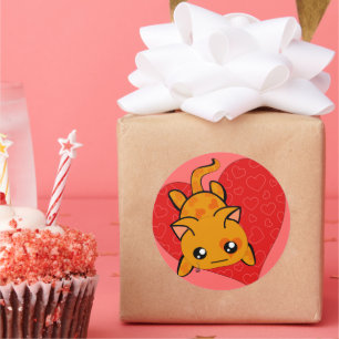 Sticker Rond Kawaii Valentine Kitty
