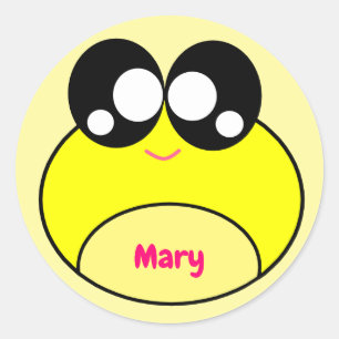 Sticker Rond Kawaii Yellow Frog Cute