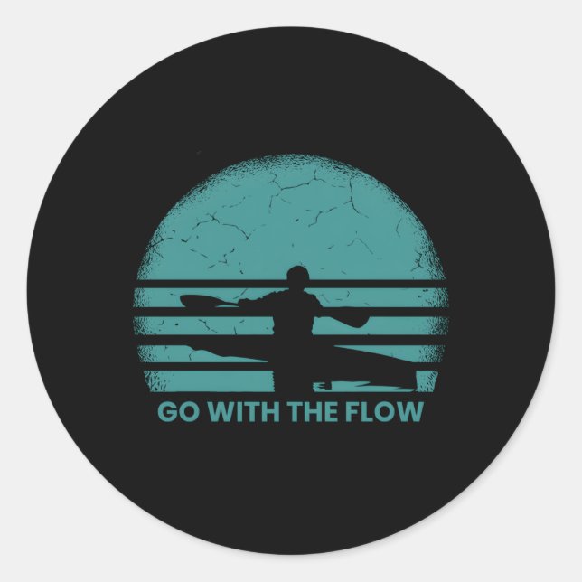 Sticker Rond Kayak River Kayak Kayak (Devant)