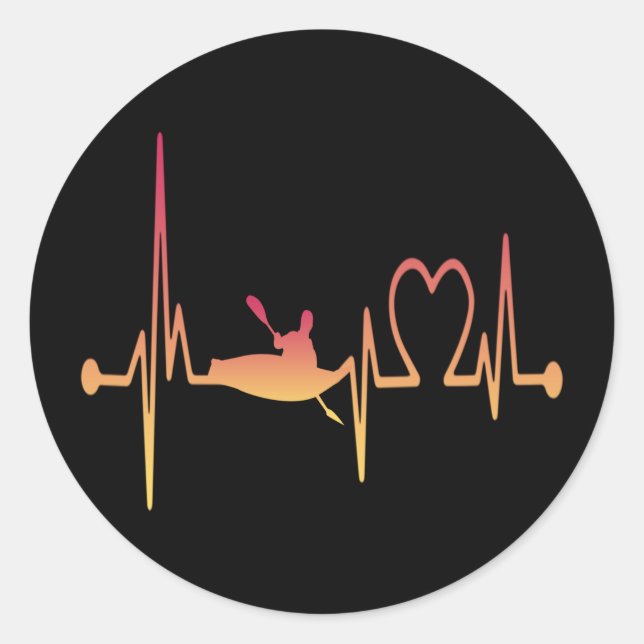 Sticker Rond Kayaking Heartbeat (Devant)