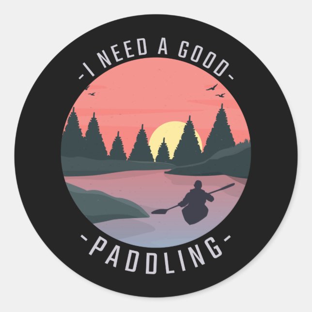 Sticker Rond Kayaking Kayak Paddle (Devant)