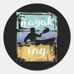 Sticker Rond Kayaking Tee - Vintage Retro Kayak