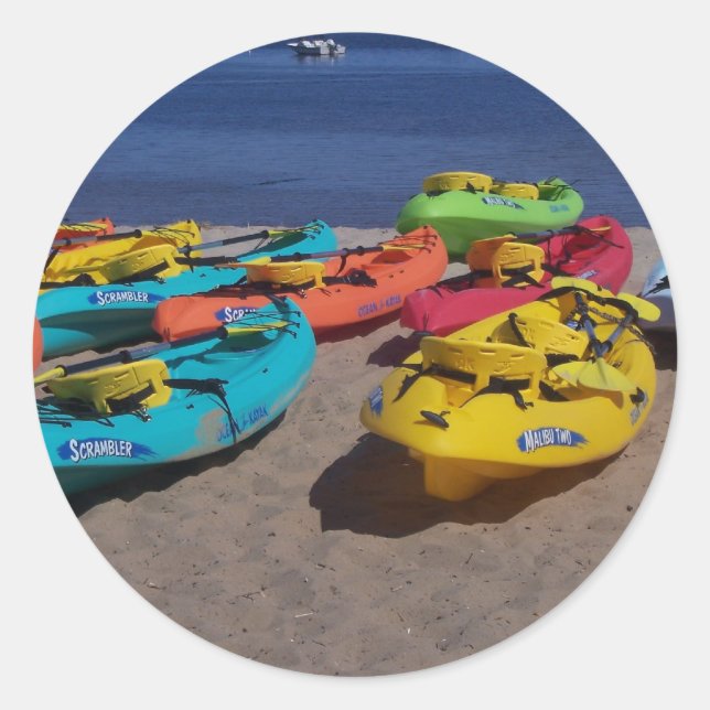 Sticker Rond Kayaks colorés (Devant)