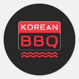 Sticker Rond Kbbq Coréen Bbq Lover Chef asiatique Barbecue Food