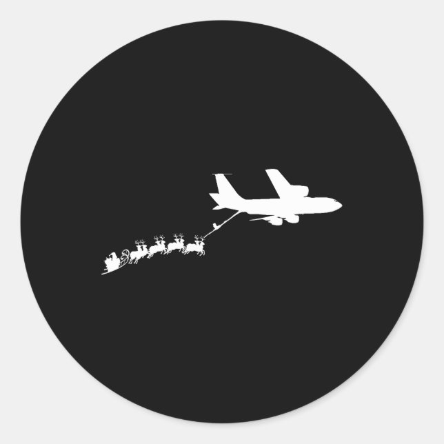 Sticker Rond Kc135 Stratotanker Père Noël Sleigh  (Devant)