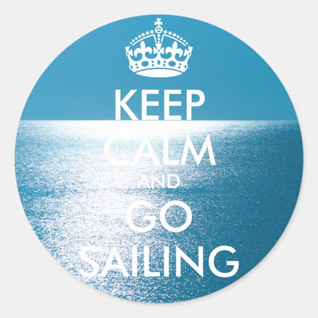 Sticker Rond KEEP CALM et GO SAILING personnalisés (Devant)
