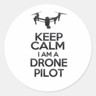 Sticker Rond Keep Calm I Am Drone Pilot