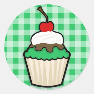 Sticker Rond Kelly Green Cupcake