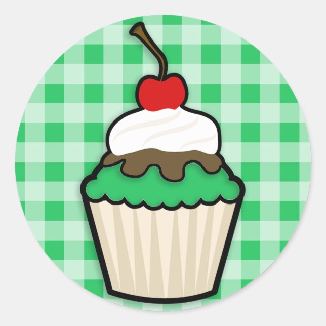 Sticker Rond Kelly Green Cupcake (Devant)