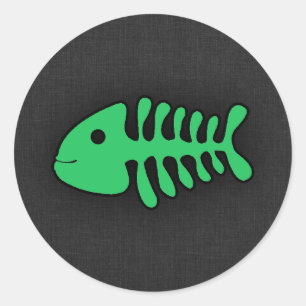 Sticker Rond Kelly Green Fish Bones