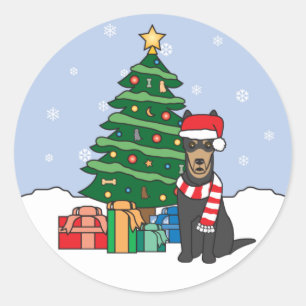 Sticker Rond Kelpie et sapin de Noël australiens