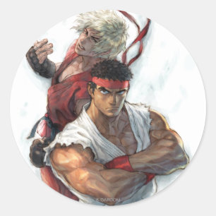 Sticker Rond Ken et Ryu