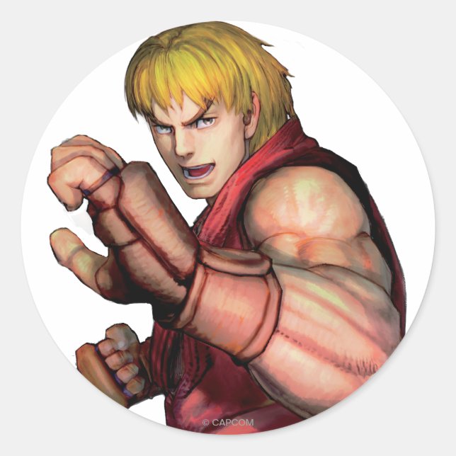 Sticker Rond Ken prêt à se battre (Devant)