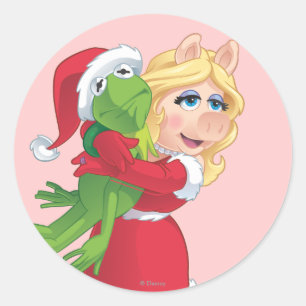 Sticker Rond Kermit et Miss Piggy