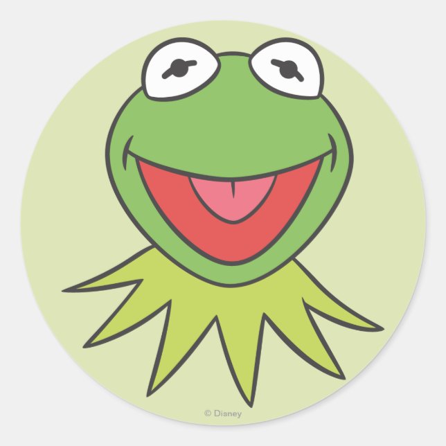 Sticker Rond Kermit la tête de dessin de la grenouille (Devant)