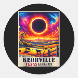 Sticker Rond Kerrville Texas Total Solar Eclipse 2024 Totatique