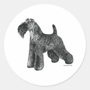 Sticker Rond Kerry Blue Terrier