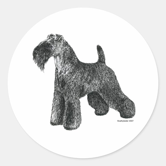 Sticker Rond Kerry Blue Terrier (Devant)