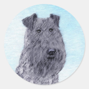 Sticker Rond Kerry Blue Terrier peinture mignonne Chien d'origi