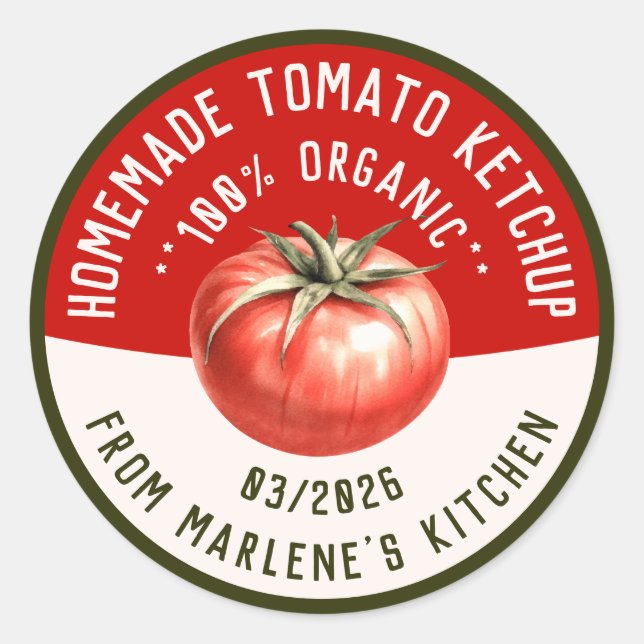 Sticker Rond ketchup à la tomate maison avec deux couleurs (Devant)