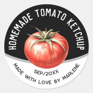Sticker Rond Ketchup de tomate maison modifiable avec tomate ro