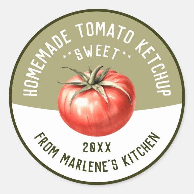Sticker Rond Ketchup de tomate maison pour la recette de mise e (Devant)