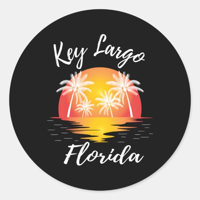 Sticker Rond Key Largo Floride Reflétant la nouveauté de la pla (Devant)