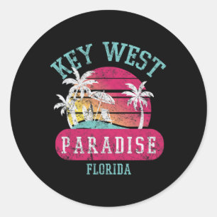 Sticker Rond Key West Sunset Vintage Florida Beach Art de nouve