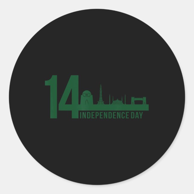 Sticker Rond Khan 14 août Fête de l'Indépendance Pakistan Patri (Devant)