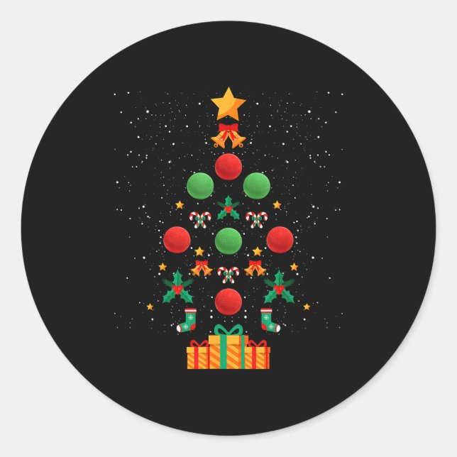 Sticker Rond Kickball Team Christmas Tree Xmas  (Devant)