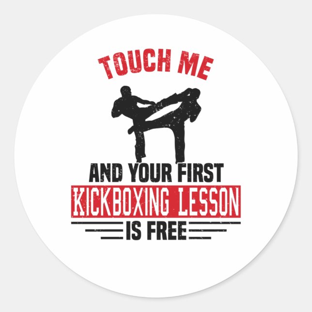 Sticker Rond Kickboxing Kickboxer Martial Arts Boxer Sparring (Devant)