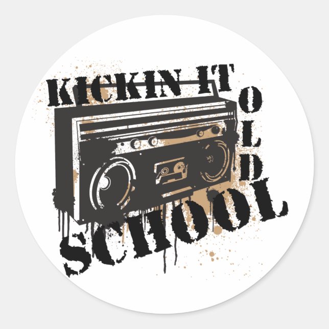 Sticker Rond Kickin It Old School (Devant)