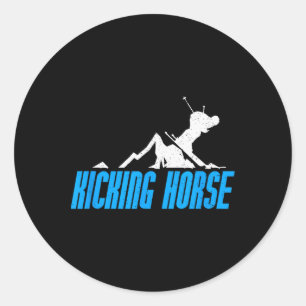 Sticker Rond Kicking Horse Ski Snowboard Canada Resort Di