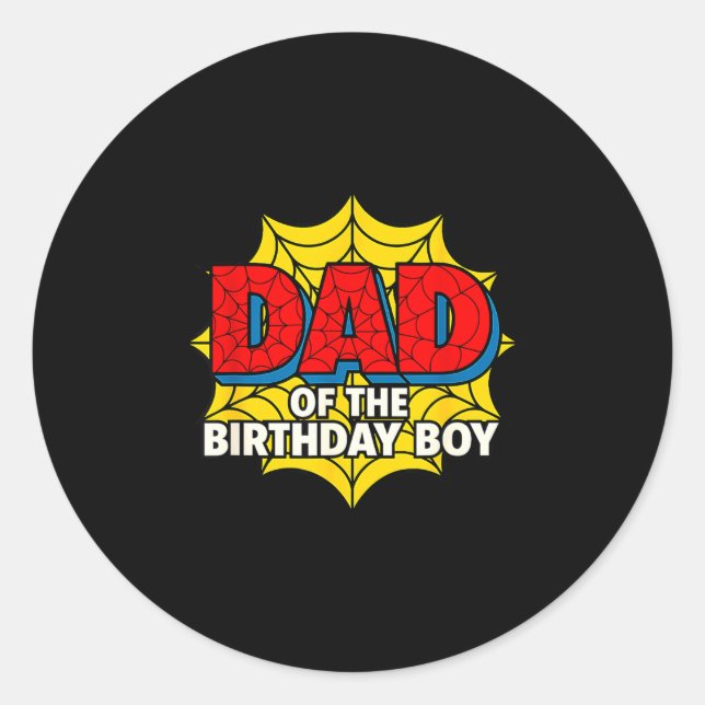 Sticker Rond Kids Dad Of The Birthday Boy Sder Theme Party Matc (Devant)