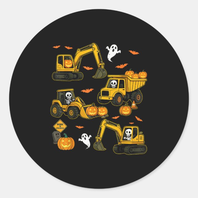 Sticker Rond Kids Halloween Construction Trucks Costume Toddler (Devant)