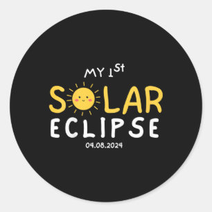 Sticker Rond Kids My First Solar Eclipse 2024 Funny Kids Boys G
