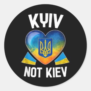 Sticker Rond Kiev Pas Kiev _ Drapeau ukrainien Coeur Soutenez l