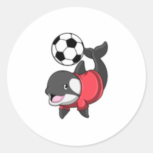 Sticker Rond Killerwhale comme joueur de football avec Soccer
