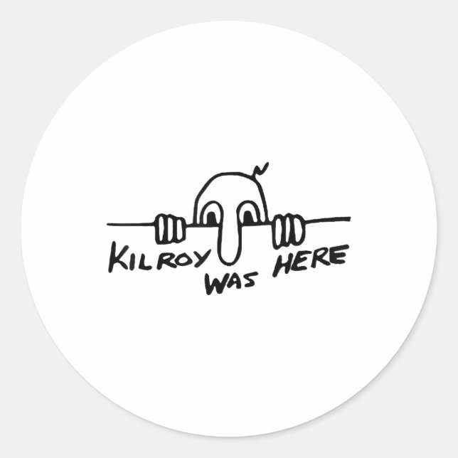 Sticker Rond Kilroy Était Ici - Guerre Mondiale Ii, 2ème guerre (Devant)