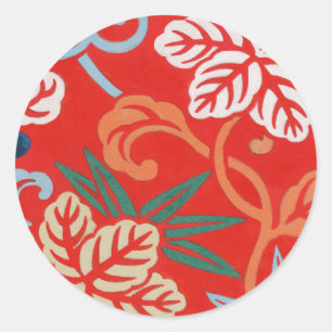 Sticker Rond Kimono japonais hawaïen rouge