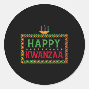Sticker Rond Kinara Sept Bougies Principes De Kwanzaa Happy K