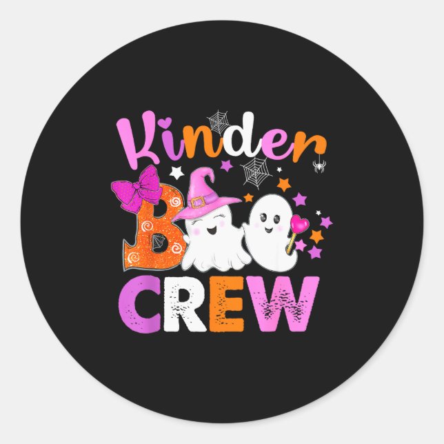 Sticker Rond Kinder Boo Crew Kindergarten Teacher Kids Hallowee (Devant)