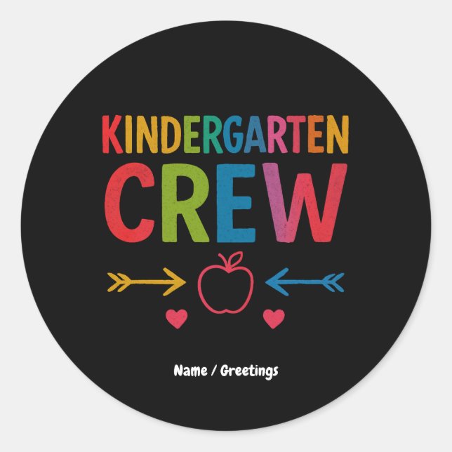 Sticker Rond Kinder Crew Funny Kindergarten Fun Retour À L'Écol (Devant)