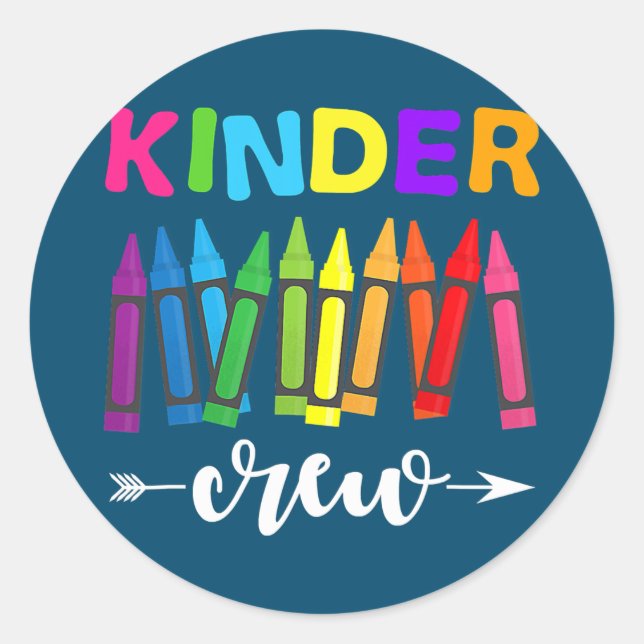 Sticker Rond Kinder Crew Kindergarten Enseignant 1er jour de (Devant)