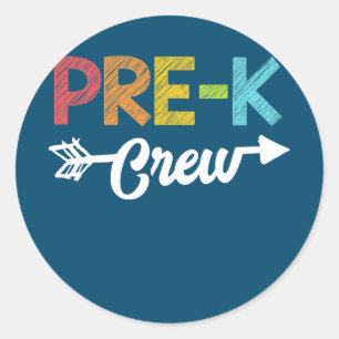 Sticker Rond Kinder Crew Pré K Enseignant Enfants Retourner À