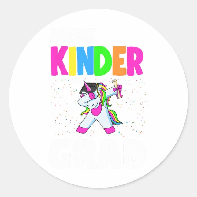Sticker Rond Kinder Grad jardin d'enfants Diplôme Unicorn (Devant)