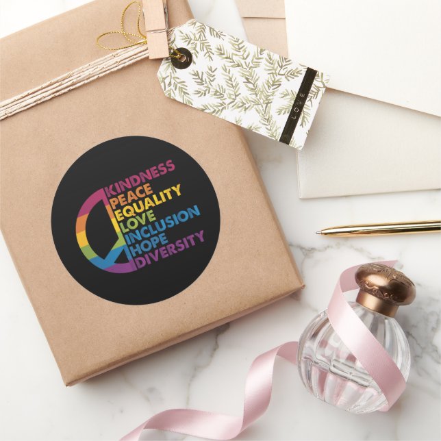 Sticker Rond Kindness Peace Equality Love Inclusion Hope Divers (Cadeaux)
